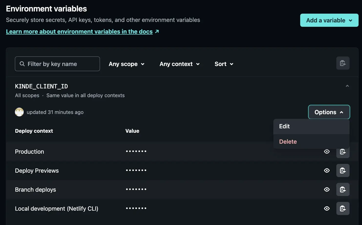 Screenshot of the Netlify dashboard