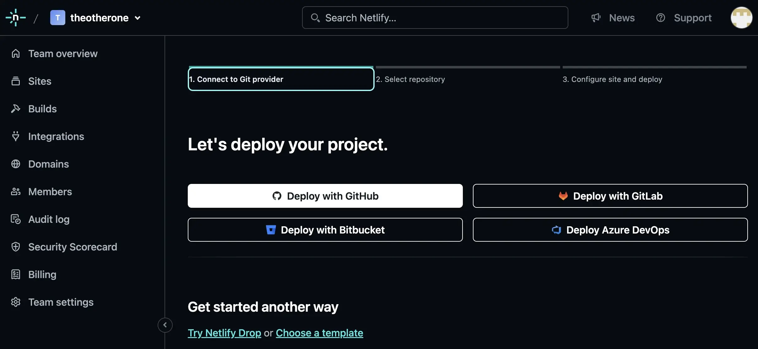Screenshot of the Netlify dashboard
