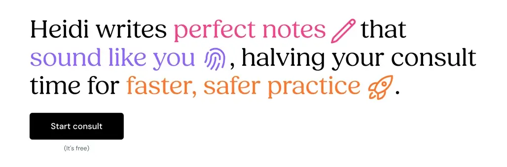 Screenshot of Heidi Health’s website hero