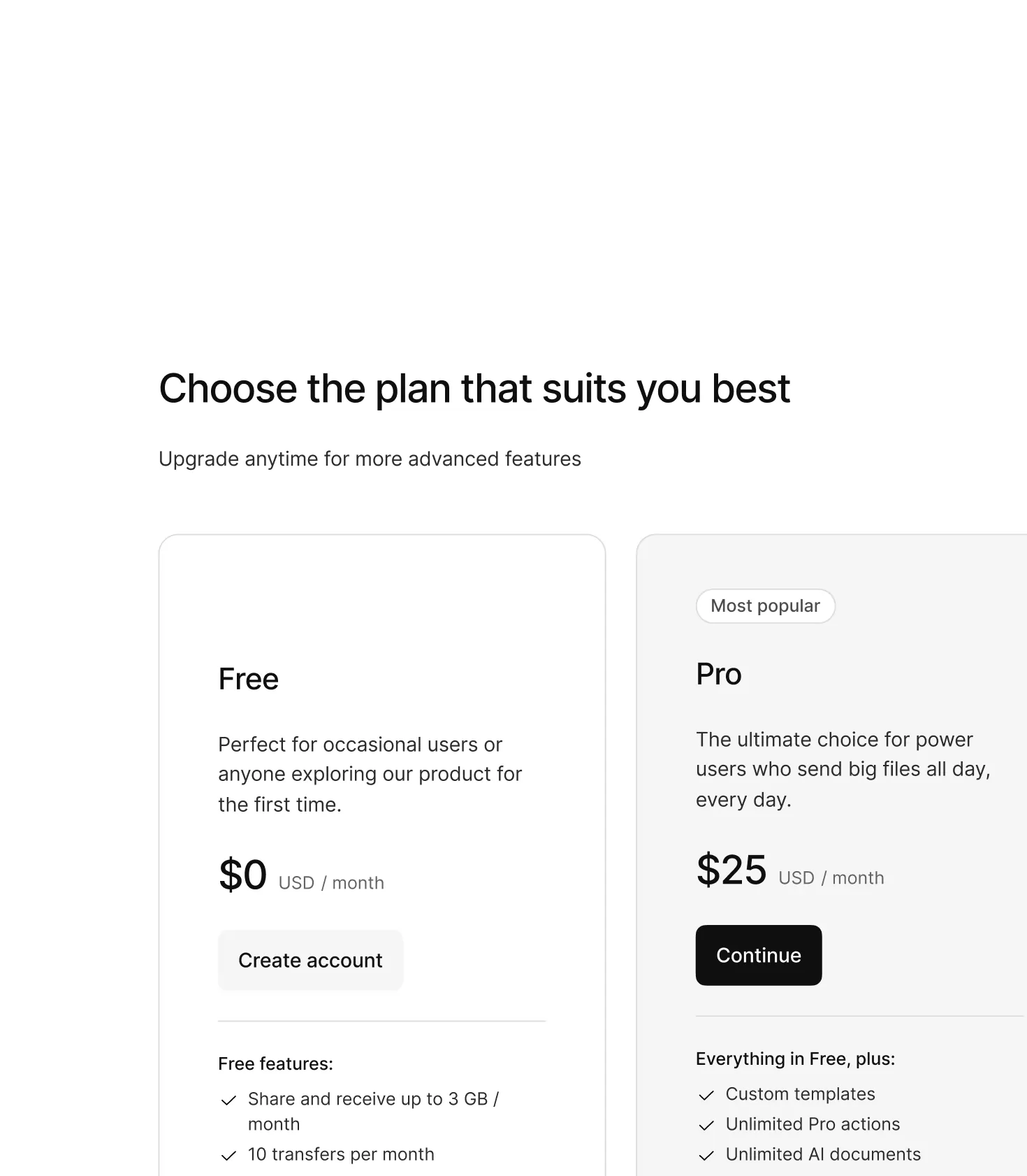 Kinde UI showing plan table builder